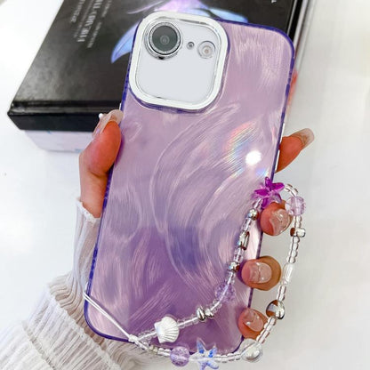 Plating Glitter Texture Chain Wristband TPU Phone Case with Lens Film, For iPhone 16e