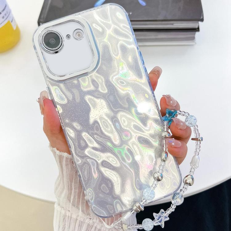 Plating Glitter Texture Chain Wristband TPU Phone Case with Lens Film, For iPhone 16e