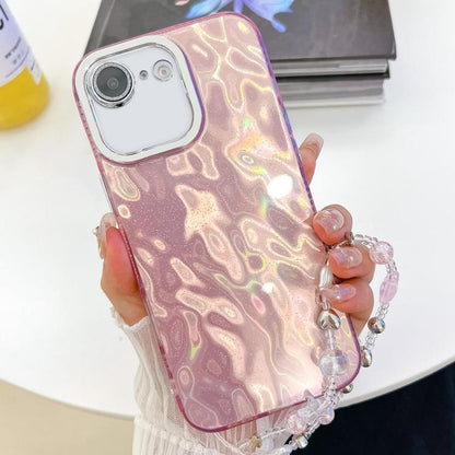 Plating Glitter Texture Chain Wristband TPU Phone Case with Lens Film, For iPhone 16e