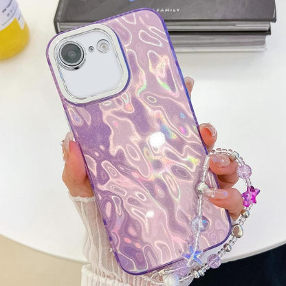 Plating Glitter Texture Chain Wristband TPU Phone Case with Lens Film, For iPhone 16e
