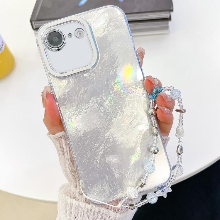 Plating Glitter Texture Chain Wristband TPU Phone Case with Lens Film, For iPhone 16e