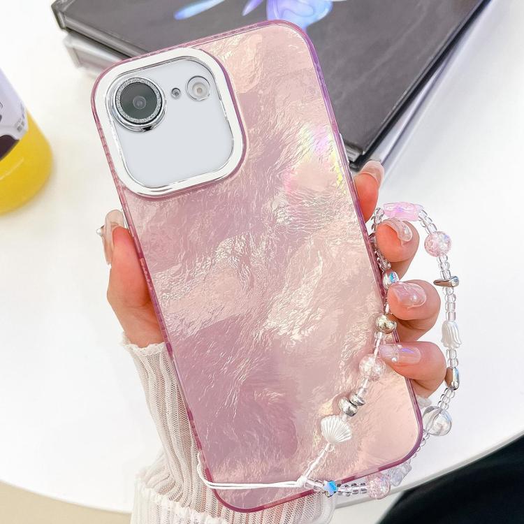 Plating Glitter Texture Chain Wristband TPU Phone Case with Lens Film, For iPhone 16e
