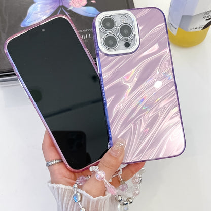 Plating Glitter Texture Chain Wristband TPU Phone Case with Lens Film, For iPhone 15 Pro Max