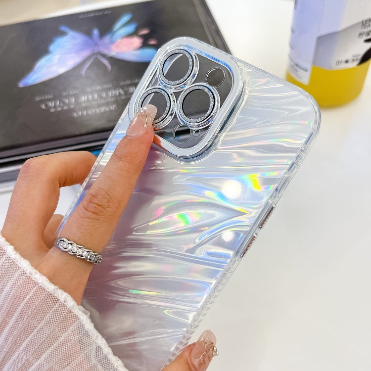 Plating Glitter Texture Chain Wristband TPU Phone Case with Lens Film, For iPhone 15