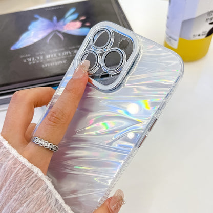 Plating Glitter Texture Chain Wristband TPU Phone Case with Lens Film, For iPhone 15
