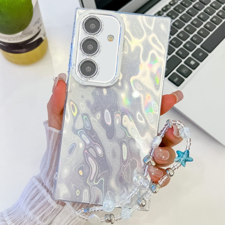 Plating Glitter Texture Chain Wristband TPU Phone Case with Lens Film, For Samsung Galaxy A35 5G