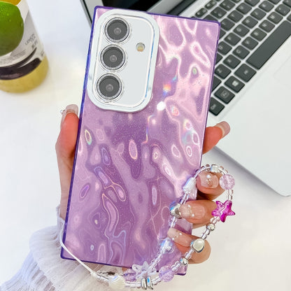 Plating Glitter Texture Chain Wristband TPU Phone Case with Lens Film, For Samsung Galaxy A35 5G