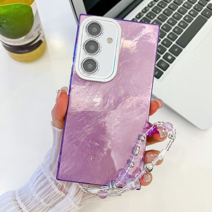 Plating Glitter Texture Chain Wristband TPU Phone Case with Lens Film, For Samsung Galaxy A35 5G