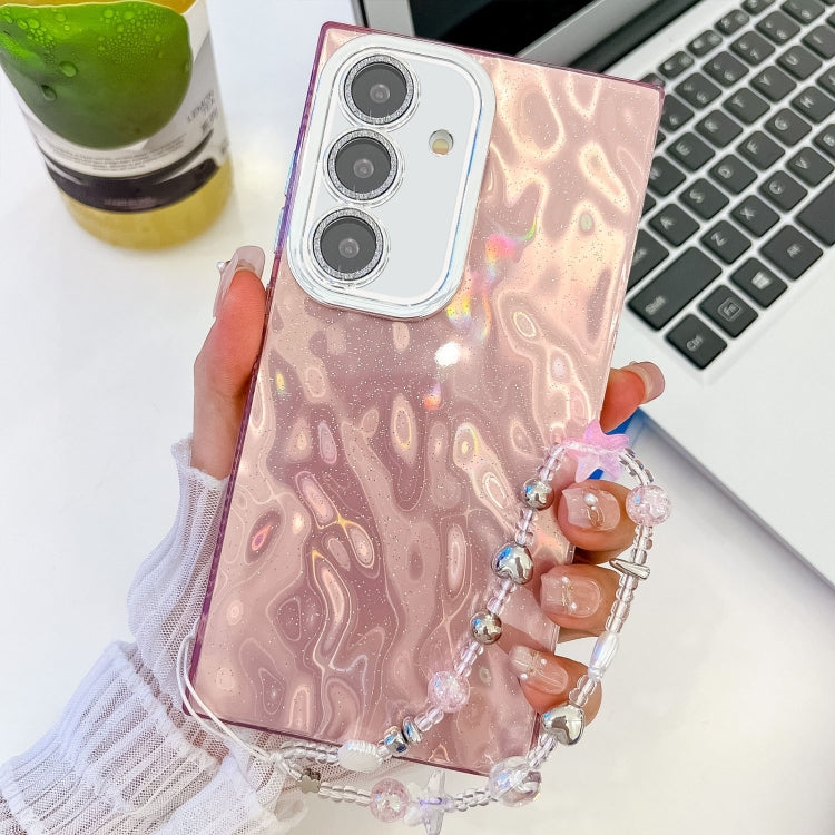 Plating Glitter Texture Chain Wristband TPU Phone Case with Lens Film, For Samsung GalaxyA36 5G