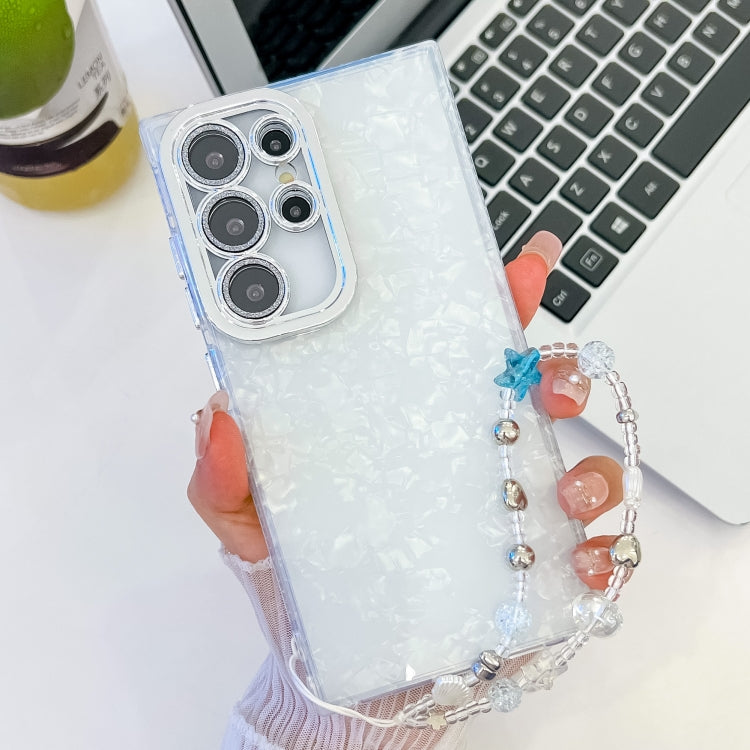 Plating Glitter Texture Chain Wristband TPU Phone Case with Lens Film, For Samsung Galaxy S25 Ultra 5G