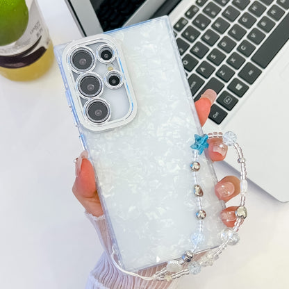 Plating Glitter Texture Chain Wristband TPU Phone Case with Lens Film, For Samsung Galaxy S25 Ultra 5G