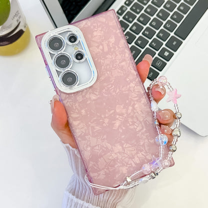 Plating Glitter Texture Chain Wristband TPU Phone Case with Lens Film, For Samsung Galaxy S25 Ultra 5G