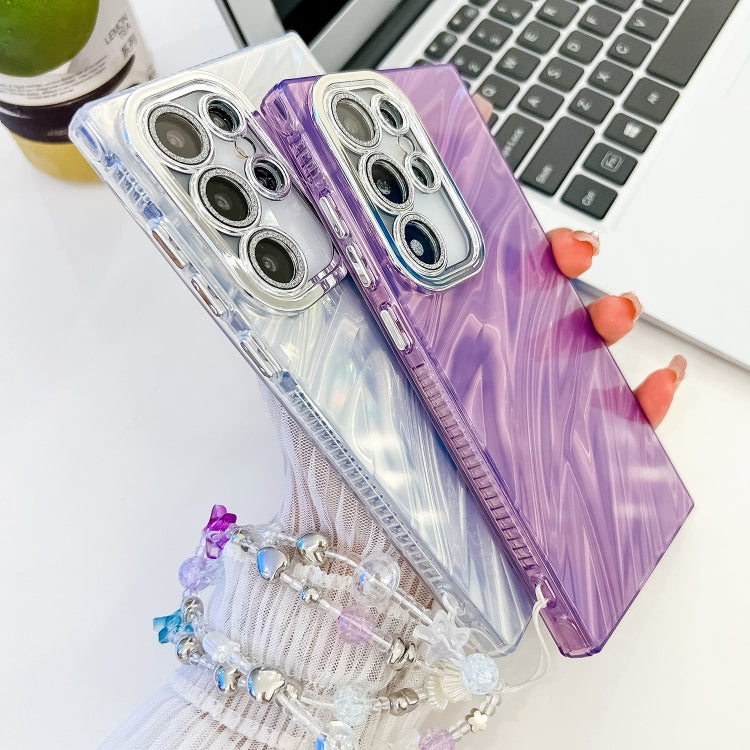 Plating Glitter Texture Chain Wristband TPU Phone Case with Lens Film, For Samsung Galaxy S25 Ultra 5G