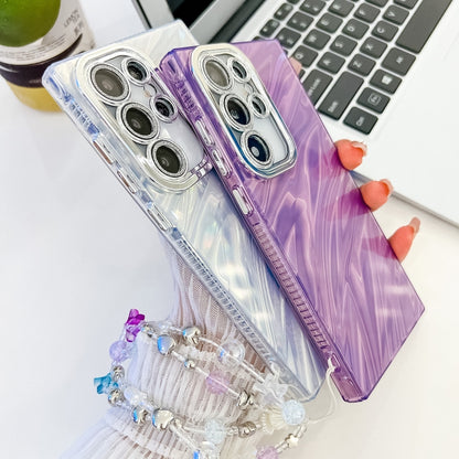 Plating Glitter Texture Chain Wristband TPU Phone Case with Lens Film, For Samsung Galaxy S25+ 5G