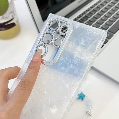 Plating Glitter Texture Chain Wristband TPU Phone Case with Lens Film, For Samsung Galaxy S25 5G