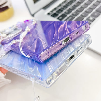 Plating Glitter Texture Chain Wristband TPU Phone Case with Lens Film, For Samsung Galaxy S25 Ultra 5G