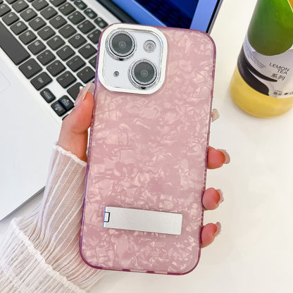 Plating Glitter Texture Fold Holder TPU Phone Case with Lens Film, For iPhone 14