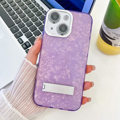 Plating Glitter Texture Fold Holder TPU Phone Case with Lens Film, For iPhone 14