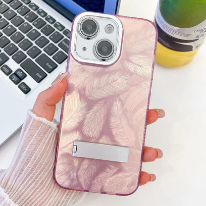 Plating Glitter Texture Fold Holder TPU Phone Case with Lens Film, For iPhone 14