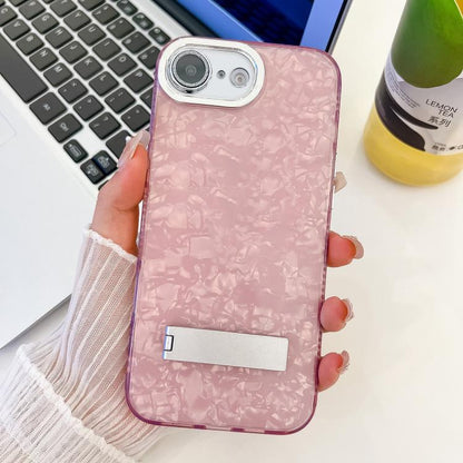 Plating Glitter Texture Fold Holder TPU Phone Case with Lens Film, For iPhone 16e