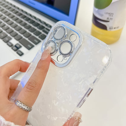 Plating Glitter Texture Fold Holder TPU Phone Case with Lens Film, For iPhone 15 Pro