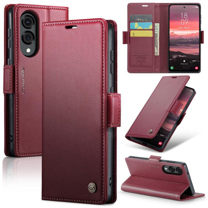 CaseMe 023 Butterfly Buckle Litchi Texture RFID Anti-theft Leather Phone Case, For Galaxy Z Fold7, For Galaxy S25 Edge 5G, For Galaxy A56 5G, For Galaxy A26 5G