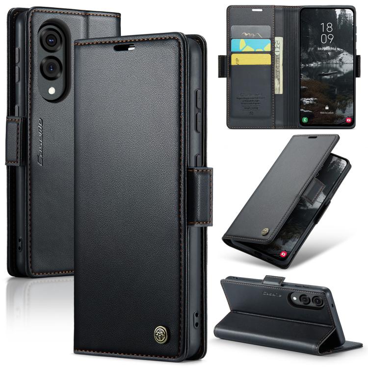CaseMe 023 Butterfly Buckle Litchi Texture RFID Anti-theft Leather Phone Case, For Galaxy Z Fold7, For Galaxy S25 Edge 5G, For Galaxy A56 5G, For Galaxy A26 5G