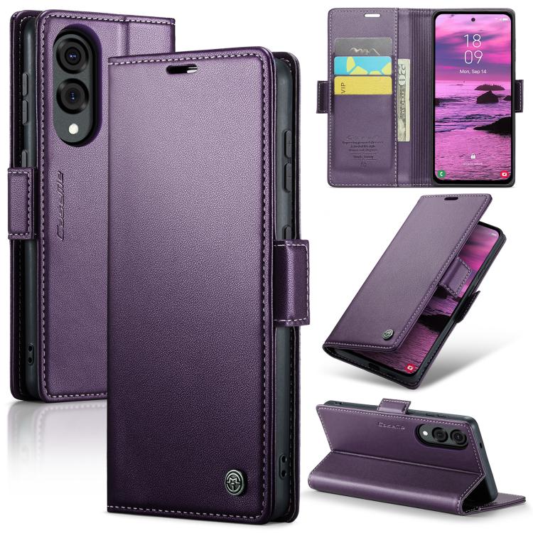 CaseMe 023 Butterfly Buckle Litchi Texture RFID Anti-theft Leather Phone Case, For Galaxy Z Fold7, For Galaxy S25 Edge 5G, For Galaxy A56 5G, For Galaxy A26 5G