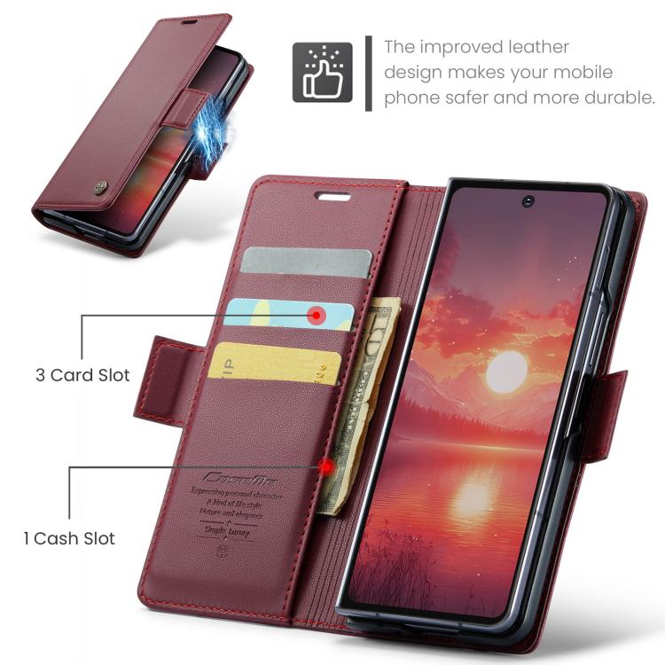 CaseMe 023 Butterfly Buckle Litchi Texture RFID Anti-theft Leather Phone Case, For Galaxy Z Fold7, For Galaxy S25 Edge 5G, For Galaxy A56 5G, For Galaxy A26 5G