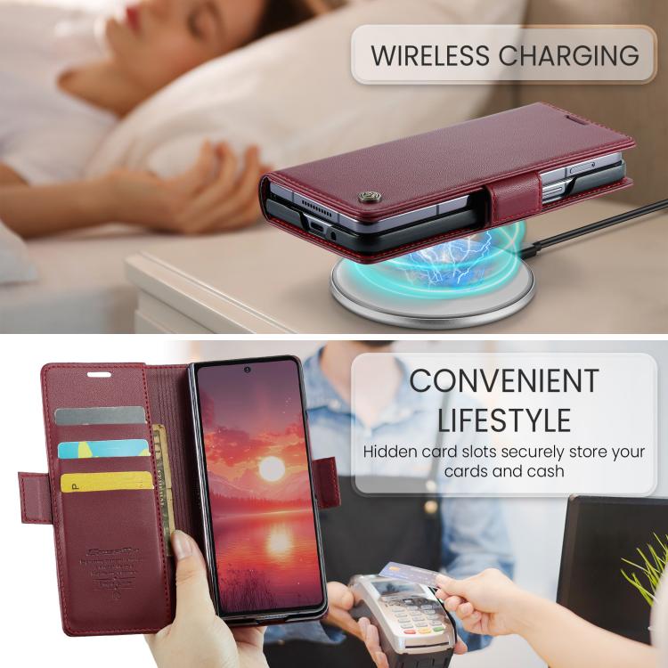 CaseMe 023 Butterfly Buckle Litchi Texture RFID Anti-theft Leather Phone Case, For Galaxy Z Fold7, For Galaxy S25 Edge 5G, For Galaxy A56 5G, For Galaxy A26 5G