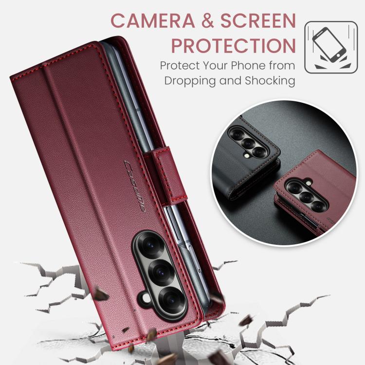 CaseMe 023 Butterfly Buckle Litchi Texture RFID Anti-theft Leather Phone Case, For Galaxy Z Fold7, For Galaxy S25 Edge 5G, For Galaxy A56 5G, For Galaxy A26 5G