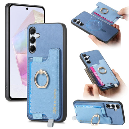Retro Cross Leather Ring Horizontal Insert Card Bag MagSafe Phone Case, For Samsung Galaxy A35 5G, For Samsung Galaxy S24 Ultra 5G, For Samsung Galaxy S24+ 5G