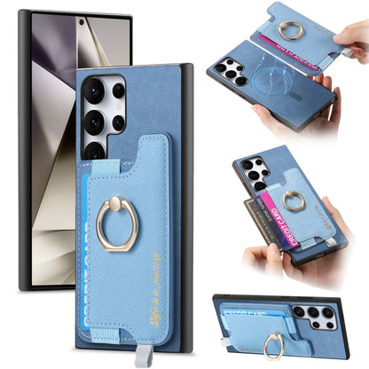 Retro Cross Leather Ring Horizontal Insert Card Bag MagSafe Phone Case, For Samsung Galaxy A35 5G, For Samsung Galaxy S24 Ultra 5G, For Samsung Galaxy S24+ 5G