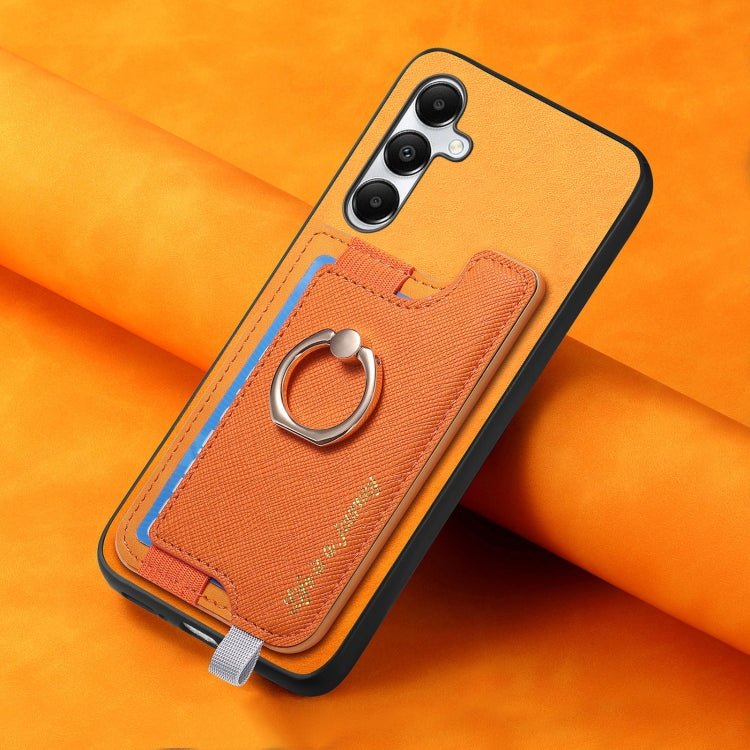 Retro Cross Leather Ring Horizontal Insert Card Bag MagSafe Phone Case, For Samsung Galaxy A05s, For Samsung Galaxy A25, For Samsung Galaxy S23 FE 5G