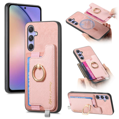 Retro Cross Leather Ring Horizontal Insert Card Bag MagSafe Phone Case, For Samsung Galaxy A54 5G, For Samsung Galaxy S23 Ultra 5G, For Samsung Galaxy S23+ 5G