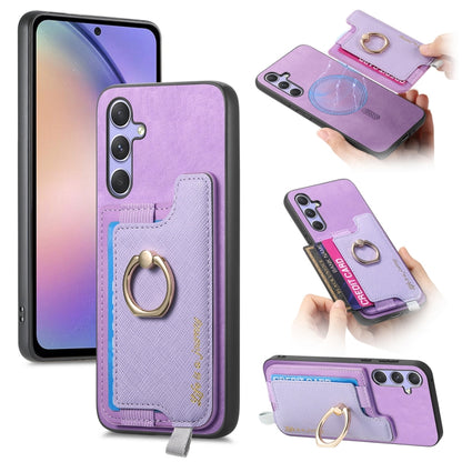 Retro Cross Leather Ring Horizontal Insert Card Bag MagSafe Phone Case, For Samsung Galaxy A54 5G, For Samsung Galaxy S23 Ultra 5G, For Samsung Galaxy S23+ 5G