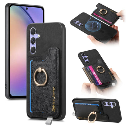 Retro Cross Leather Ring Horizontal Insert Card Bag MagSafe Phone Case, For Samsung Galaxy A54 5G, For Samsung Galaxy S23 Ultra 5G, For Samsung Galaxy S23+ 5G