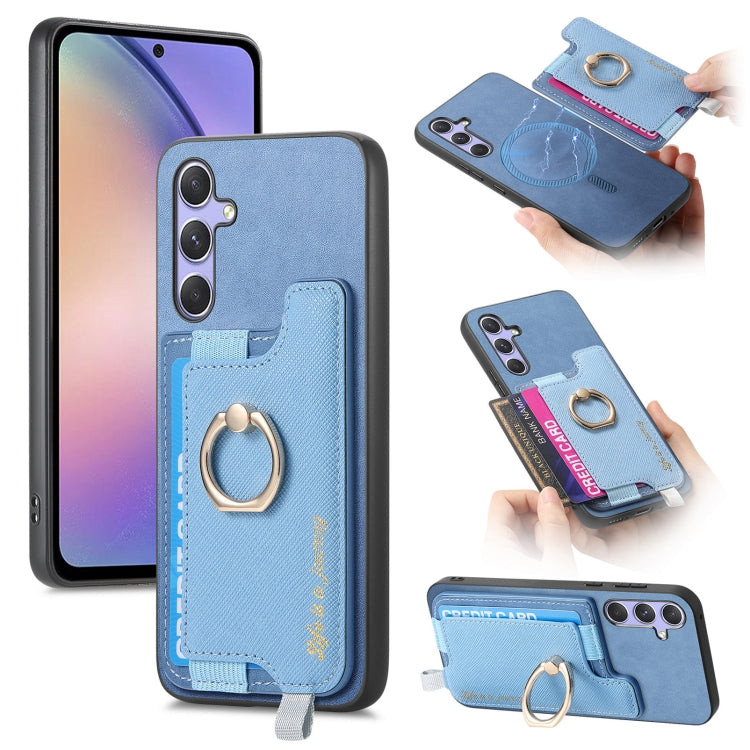 Retro Cross Leather Ring Horizontal Insert Card Bag MagSafe Phone Case, For Samsung Galaxy A54 5G, For Samsung Galaxy S23 Ultra 5G, For Samsung Galaxy S23+ 5G