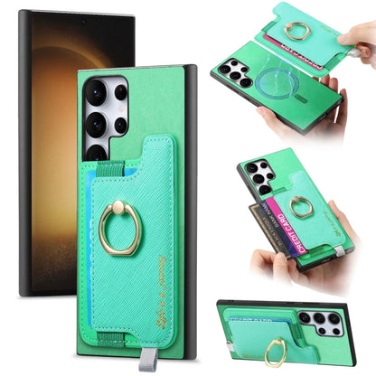Retro Cross Leather Ring Horizontal Insert Card Bag MagSafe Phone Case, For Samsung Galaxy A54 5G, For Samsung Galaxy S23 Ultra 5G, For Samsung Galaxy S23+ 5G