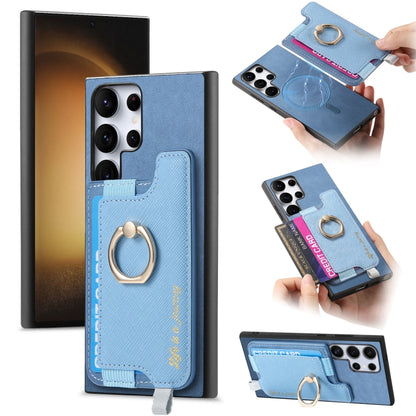 Retro Cross Leather Ring Horizontal Insert Card Bag MagSafe Phone Case, For Samsung Galaxy A54 5G, For Samsung Galaxy S23 Ultra 5G, For Samsung Galaxy S23+ 5G