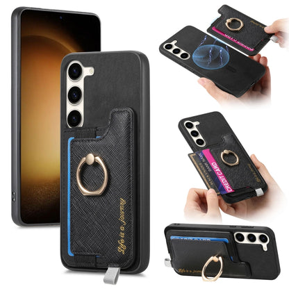 Retro Cross Leather Ring Horizontal Insert Card Bag MagSafe Phone Case, For Samsung Galaxy A54 5G, For Samsung Galaxy S23 Ultra 5G, For Samsung Galaxy S23+ 5G