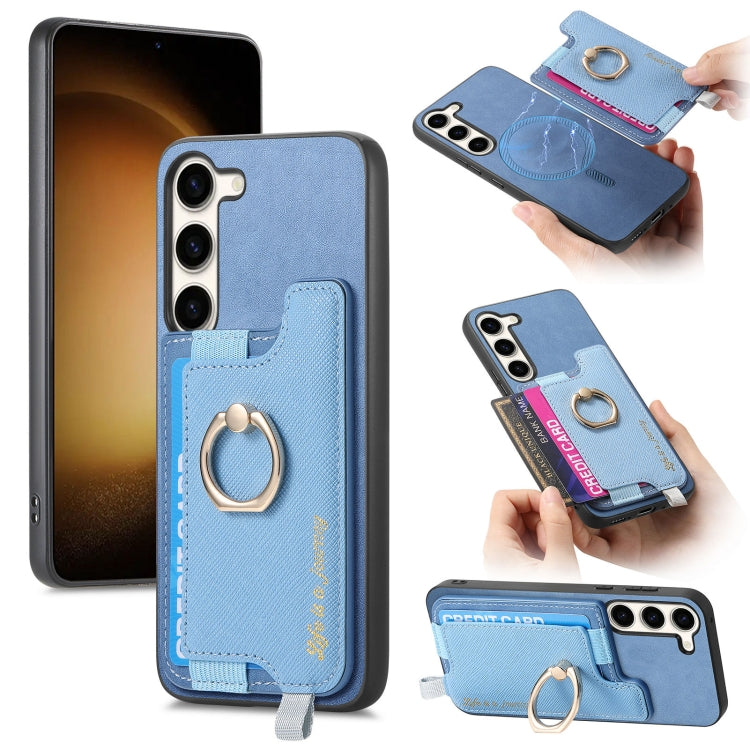 Retro Cross Leather Ring Horizontal Insert Card Bag MagSafe Phone Case, For Samsung Galaxy A54 5G, For Samsung Galaxy S23 Ultra 5G, For Samsung Galaxy S23+ 5G