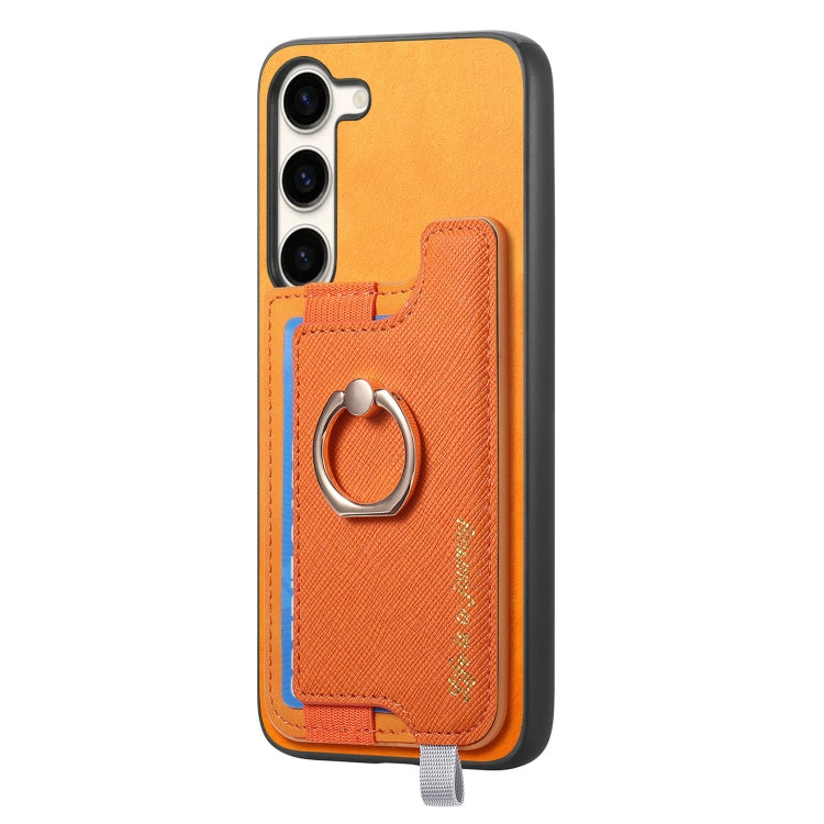 Retro Cross Leather Ring Horizontal Insert Card Bag MagSafe Phone Case, For Samsung Galaxy S23 5G, For Samsung Galaxy A16, For Samsung Galaxy M34 / F34 5G