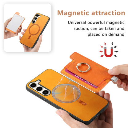 Retro Cross Leather Ring Horizontal Insert Card Bag MagSafe Phone Case, For Samsung Galaxy S23 5G, For Samsung Galaxy A16, For Samsung Galaxy M34 / F34 5G