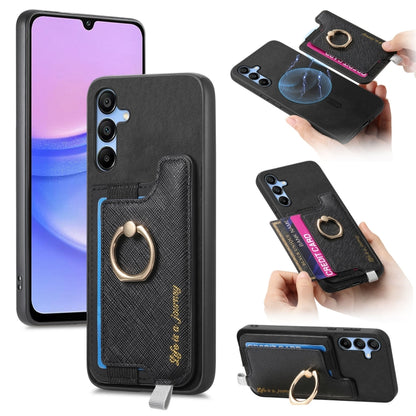 Retro Cross Leather Ring Horizontal Insert Card Bag MagSafe Phone Case, For Samsung Galaxy S23 5G, For Samsung Galaxy A16, For Samsung Galaxy M34 / F34 5G