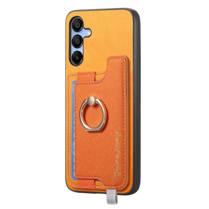 Retro Cross Leather Ring Horizontal Insert Card Bag MagSafe Phone Case, For Samsung Galaxy M54 / F54 5G, For Samsung Galaxy A14