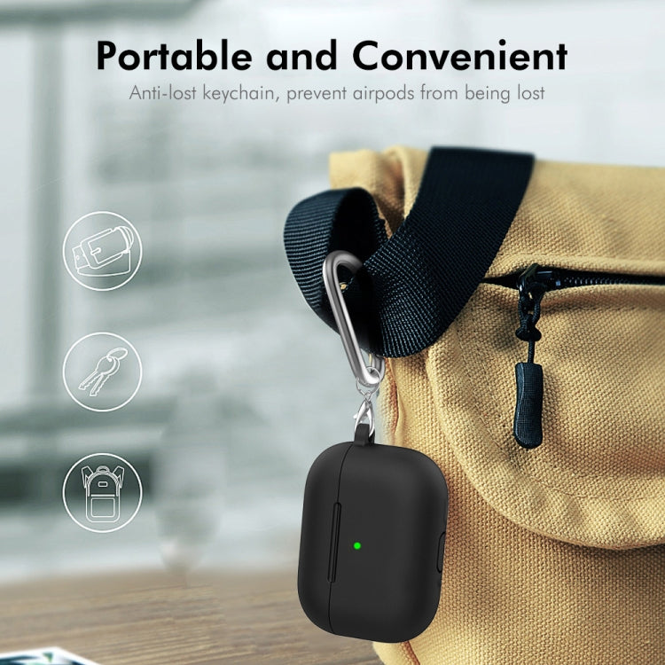 ENKAY Hat-Prince Thickened Silicone Case with Hook and Anti-lost Silicone Earbuds, For Apple AirPods 4 2024