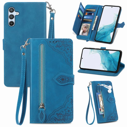 Embossed Flower Zipper Leather Phone Case, For Samsung Galaxy A26 5G, For Samsung Galaxy A36 5G, For Samsung Galaxy S25 5G, For Samsung Galaxy S25+ 5G