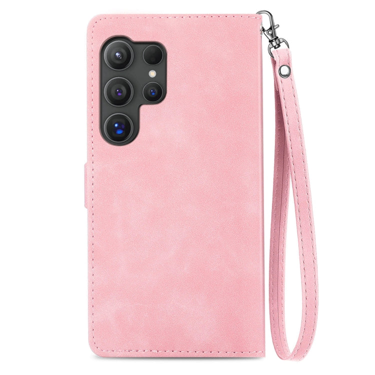 Embossed Flower Zipper Leather Phone Case, For Samsung Galaxy S25 Ultra 5G
