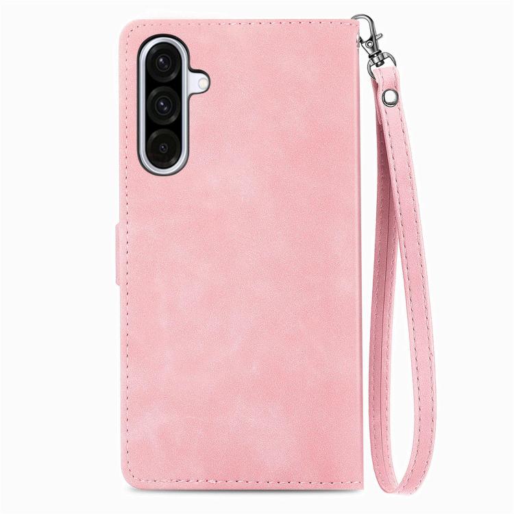 Embossed Flower Zipper Leather Phone Case, For Samsung Galaxy A57 5G, For Samsung Galaxy A37 5G, For Samsung Galaxy S25 Edge 5G, For Samsung Galaxy A56 5G